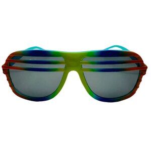 9066 | Glow in the Dark Rainbow Aviator Shutter Sunglasses